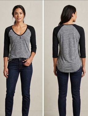 Wilfred Black and Gray Long Sleeve Top